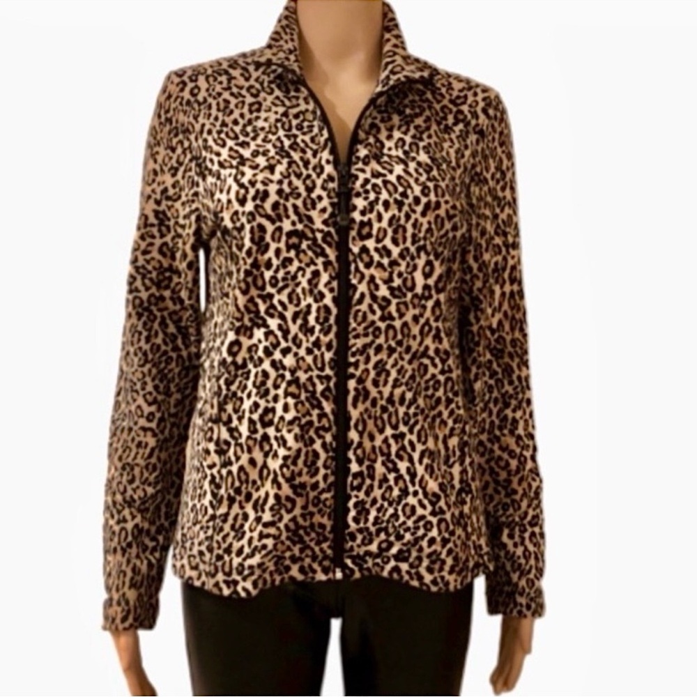 Jones New York Sport Leopard Print Zip Jacket Sz.MP